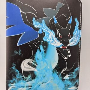 Fiery Dragon Trading Card Binder - Black and Blue New 50 Sleeves Wrist Strap